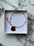 Pulsera de punto dije corazón dorado personalizable