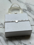 Pulsera corazón acero blanco personalizable con inicial