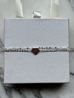 Pulsera corazón acero blanco personalizable con inicial