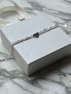 Pulsera corazón acero blanco personalizable con inicial