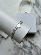 Pulsera corazón acero blanco personalizable con inicial