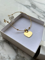 Pulsera de punto dije corazón dorado personalizable